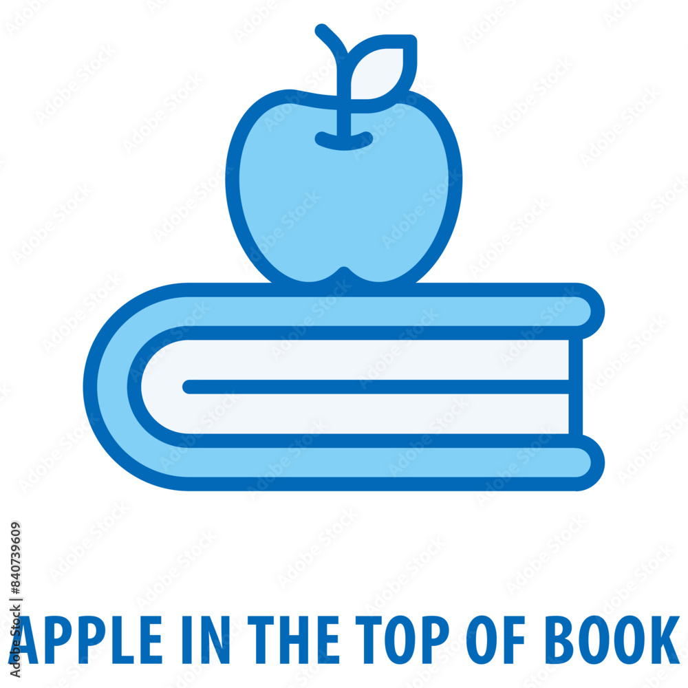 Poster apple in the top of book icon simple and easy to edit for your design elements