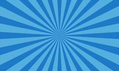 Retro comic rays blue dots background