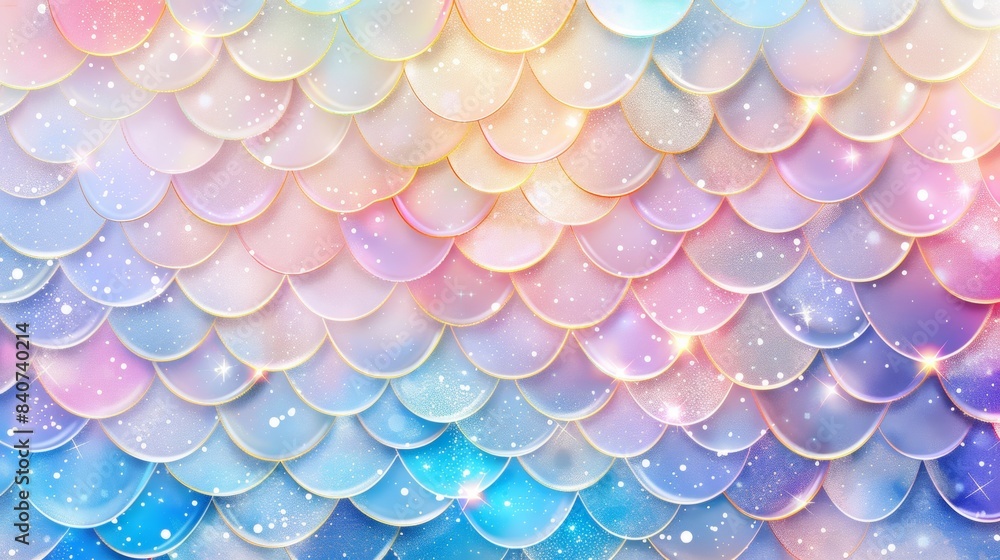 Wall mural abstract background with soft prismatic iridescent rainbow gradient colors mermaid scale pattern the