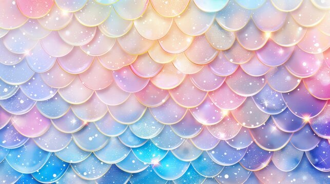 Abstract background with soft prismatic iridescent rainbow gradient colors mermaid scale pattern theme for girl party