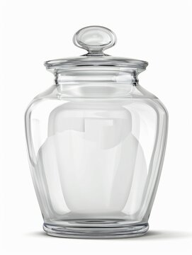 Large Glass Jar with Lid on White Background Photo hyper realistic 