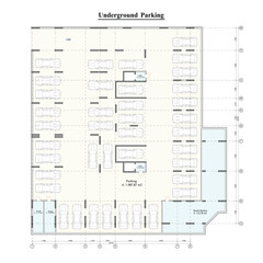 Vector architectural project of a multistory building basement with underground parking and bomb shelter