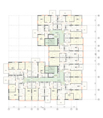 Vector architectural project of a multistory building floor plan	
