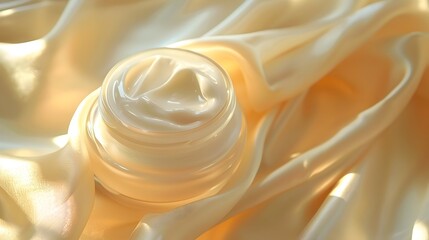 Luxurious Ceramides Moisturizer in Elegant Glass Jar with Soft Silk Backdrop