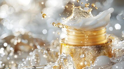 Luxurious Coenzyme Q10 Cream with a Radiant Golden Glow and Sparkling Accents