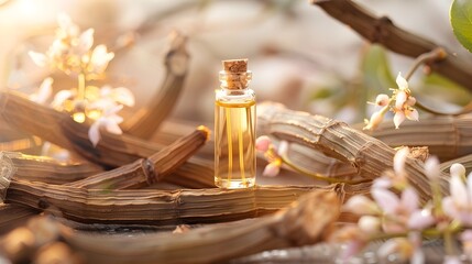 Elegant Licorice Root Extract Serum with Natural Lighting Highlighting the Botanical Skincare Product