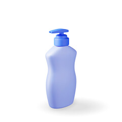 3D plastic bottle with dispenser pump isolated. Render bottle for liquids symbol. House cleaning equipment. Household accessories. Realistic vector illustration
