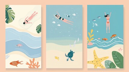 Collection of tropical theme design for poster greeting card books