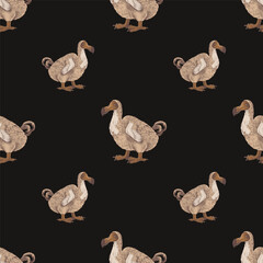 Seamless pattern with dodo extinct birds © Marina Gorskaya