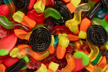 Assorted colorful gummy candies. Jelly  sweets.