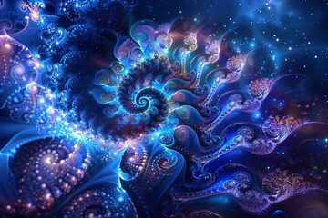 Light, star, fractal, design, pattern, art, blue, illustration, motion, spiral, wallpaper, color, energy, space, explosion, flower, texture, glow, bright, circle