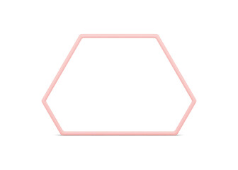 Hexagonal geometric form pink glossy border 3d decor element front view realistic vector