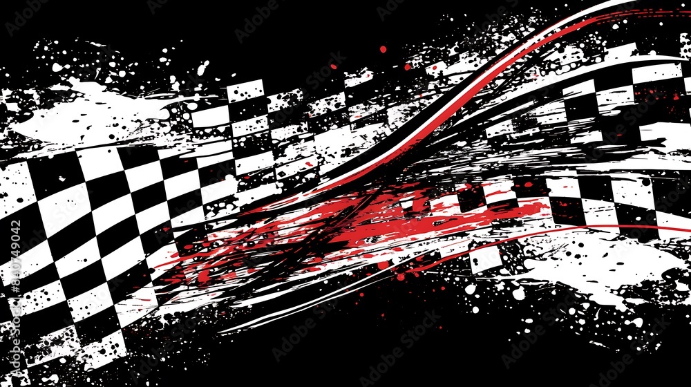 Poster Racing background with checkered flag and abstract elements vector Illustration on white Background