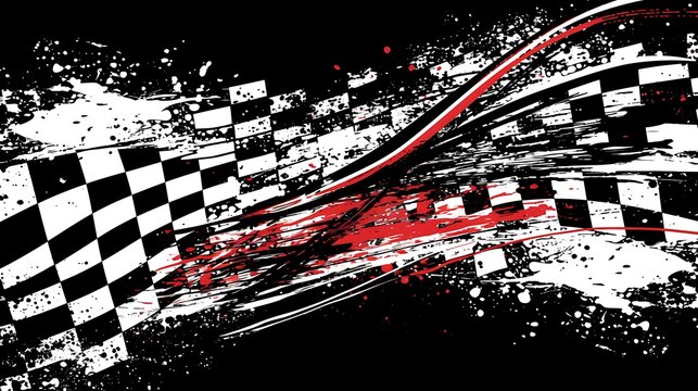 Racing background with checkered flag and abstract elements vector Illustration on white Background
