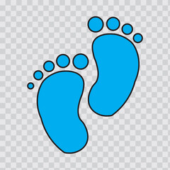 Icons of baby feet in gray, blue and pink. Birth and baby symbol eps10