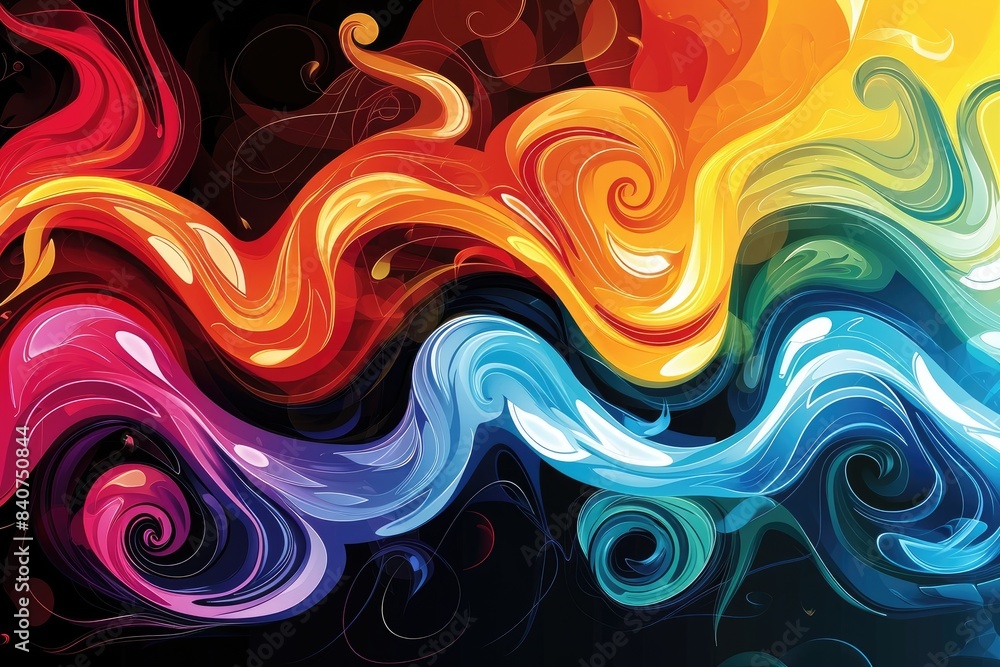 Aufkleber vibrant, swirling color waves, colorful and dynamic vector graphic with abstract swirls, creating a 
