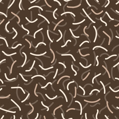 Seamless coffee pattern with hand drawn stripes.