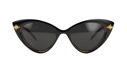 Stylish black cat-eye sunglasses with gold accents and dark lenses, ideal for a chic and modern look.