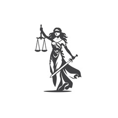 Lady Justice Minimalist Vector Art, Elegant Lady Justice Graphic Design