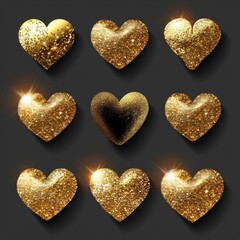 Fototapeta premium Glittery gold heart icon vector