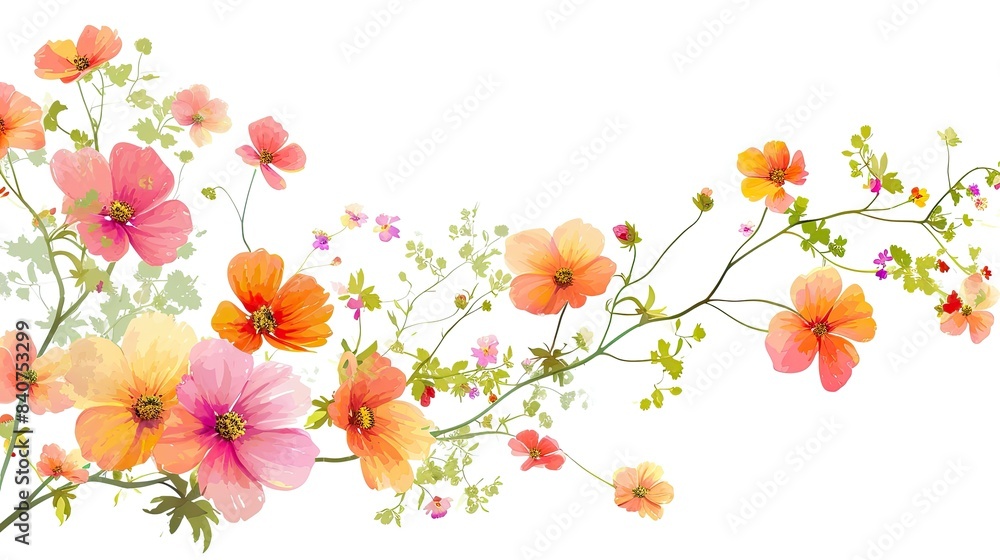Poster delicate, colorful, blooming flowers, delightful and visually appealing vector flowers creating a ch
