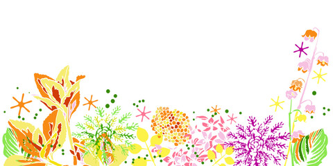 Banner con forme floreali astratte multicolore