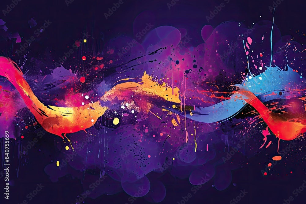 Poster vibrant, splattered paint strokes, enjoyable and energetic vector design with abstract splashes of c