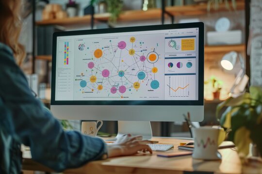 Remote Team Collaborating on Digital Mind Mapping Tool for Project Brainstorming