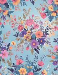 modern flat A vibrant floral pattern