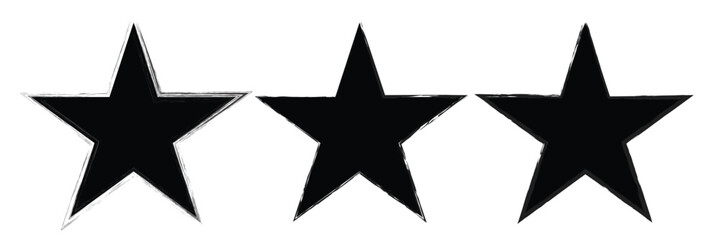 Fototapeta premium Star icon grunge texture. Vintage retro style. Design element. Black-dirty silhouette, isolated on white background. Grungy artistic template. Distressed symbol. Paint brush image. Vector illustration
