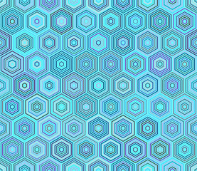 Fototapeta premium Hexagonal pattern background. Stacked hexagons mosaic pattern. Honeycomb cells. Multiple tones color palette. Seamless pattern. Tileable vector illustration.