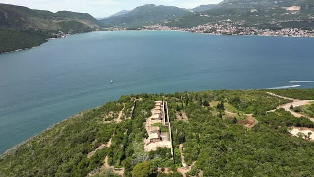 Aerial view of Kabala fort, Lustica peninsula, Montenegro