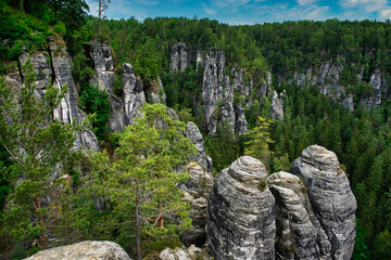 Rock formations of sandstone in Saxony, Germany