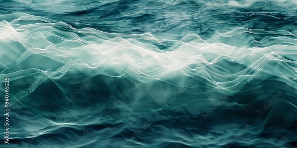 Poster blurred motion with selective focus on diverse abstract patterns of water waves.