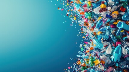 Fototapeta premium Cascade of colorful plastic debris and shadow