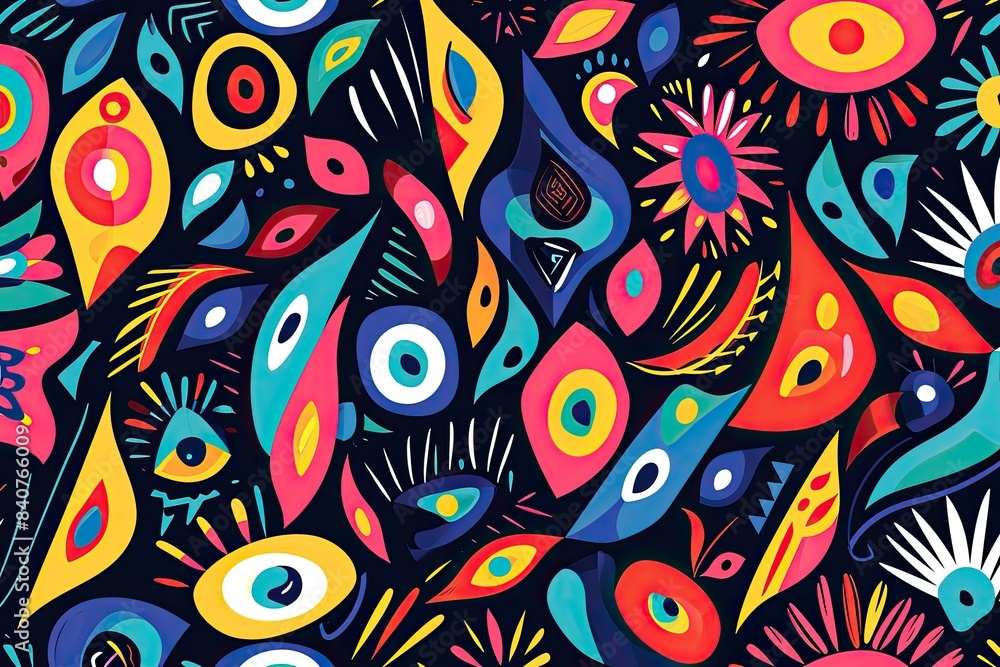 Poster verdant, vibrant miniaturized earth, vector design featuring a lively and colorful abstract pattern 