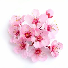 Close-up of delicate pink Sakura blossoms isolated on a white background