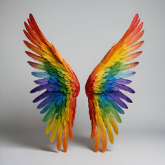 Obraz premium Rainbow wing feathers isolated on white