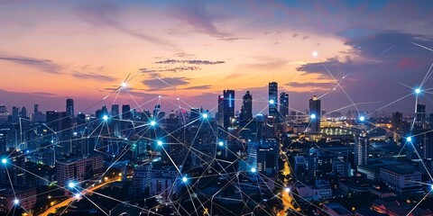 Fototapeta premium Contemporary urban view and interconnected network idea