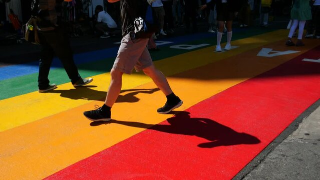 Rainbow Crossing at Ximending, Taipei, Taiwan. Rainbow Crosswalk at the famous place of Ximending. 