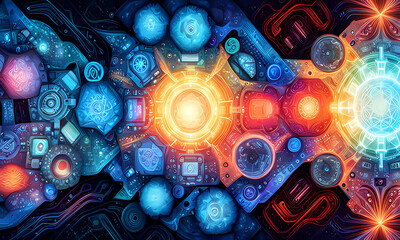 Technologic graphs, holograms and abstract representation of technology