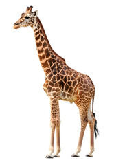 Obraz premium Giraffe isolated on transparent background, wild life concept, realistic illustration, generative ai
