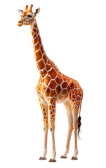 Obraz premium Giraffe isolated on transparent background, wild life concept, realistic illustration, generative ai