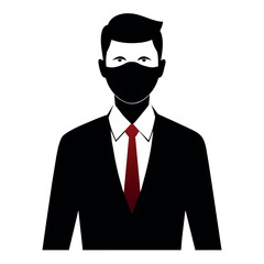 A business man stand with wearing mask on face vector silhouette