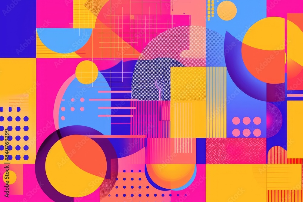 Aufkleber colorful striped and dotted patterns, vibrant and playful vector background featuring a mix of color