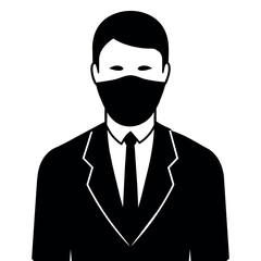 A business man stand with wearing mask on face vector silhouette