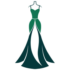 a complete gown dress mockup vector silhouette, white background