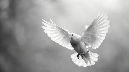 Graceful Dove in Flight Monochrome Image