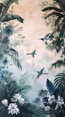 Tranquil scenery invites serenity; immerse yourself in nature's calming embrace. Perfect for mindfulness and relaxation. Mural wallpaper. AI generated illustration