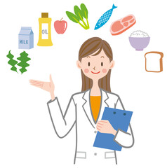 栄養士　栄養素　バランスの良い食材のイラストイメージ
